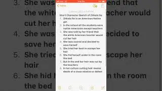 Very Short Character Sketch of &ldquo;Zitkala Sa&rdquo; From Ch-6 ( Memories Of Childhood) 12th |CBSE English |