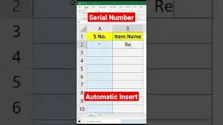 #excelshorts Excel S No. Automat Insert #excelmagictrick