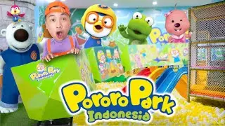 BANG BENT BERMAIN DI PLAYGROUND PORORO PARK INDONESIA | INDOOR PLAYGROUND | ASMR MUKBANG PORORO FOOD