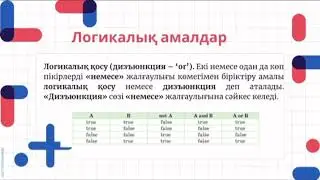 Slidesmania платформасында жасалған презентация. Видесабақ Құрамды шарттарды программалау.