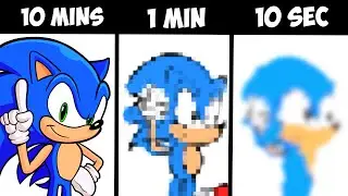Drawing SONIC in 10 Minutes, 1 Minute, and 10 Seconds