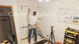 Little kitchen addition. IKEA cabinets installation with a countertop. 