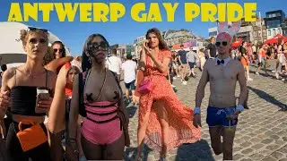 Belgium: the country for gay people! Antwerp Gay Pride August 2022.  Gay pride party after Parade.