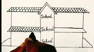 How to good Drowing village school house building drawing ll Easy Step by Step Drowing school house 