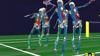 Tennis backhand follow-through postures
