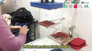 Moq is 1 pcs for printing logo for folable backpack.