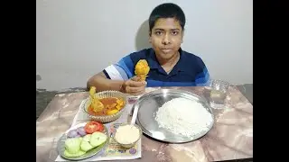 Today eating rice, spicy chicken curry, salad, sweet curd and soft drink-@SUVAMEATINGFOOD