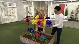 Spinning Double Rose Flower Stake by Exhart on QVC