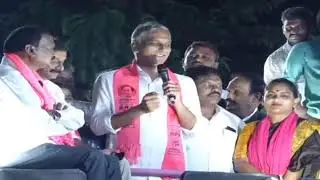 Former Minister, MLA Harish Rao roadshow at Mirdoddi, Medak