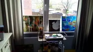Action verfspullen, acrylverven. Christa Hut