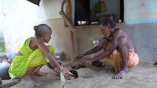 Village Grandmother Cooking Chicken for their Lunch | Tribe Village People Cooking Review