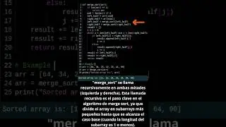Algoritmo Merge Sort #python #code #codigo #bigdata #algoritmo #programa #mergesort #pasoapaso #ide