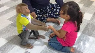 Little Jason Lovely Hold Hand Invite Sister Satya To Go Eat Fried Sausage