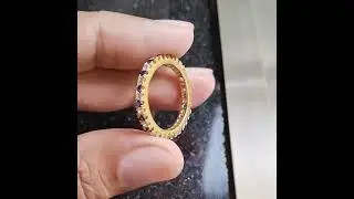 1.8 mm Wedding Eternity Band, Alternate Blue White CZ,Stacking Bands, Anniversary Ring,JewelleryBloc