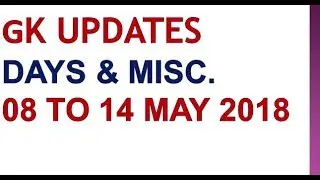 Days & mic Current affairs 08 to 14 may 2018 | Impoatant Days for exams |
