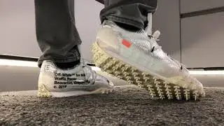 On Feet NIKE x Off White modification Waffle Racer change white laces 👟 Review