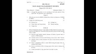 DBMS KUK University BTech 5th Semester 2021 Question Paper