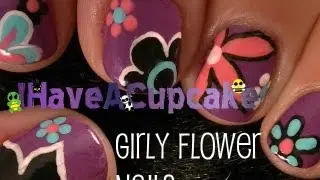 Girly Flower Nail Art