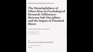 The Meaningfulness of Effect Sizes in Psychological Research: Differences Between Sub... | RTCL.TV