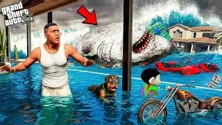 Franklin Escaped the Biggest Tsunami but Lost Shinchan & Chop 🌊😭 | GTA 5