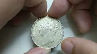 High Grade East India Company Queen Victoria Divided Legend Silver Rupee 1840 #002