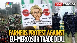 France LIVE: Farmers Protests Outside EU Parliament Against EU- Merocosur Trade Deal | N18G