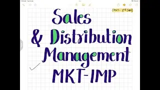 MKT- Sales & Distribution Management Imp MBA Semester 3