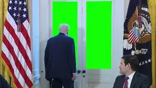 Trump looks out the window green screen