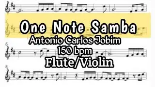 One Note Samba Flute Violin Sheet Music Backing Track Play Along Partitura