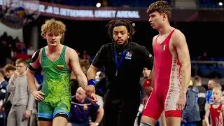 U20 Radu Butuza (ROM) vs Mantas Pikunas (LTU) 70kg. Freestyle men wrestling tournament.