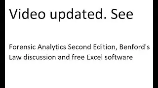Benford's Law, Part 2 (Excel) (Updated March, 2020)