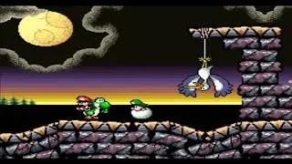 Yoshi's Island, final level, rescue baby Luigi and Stork