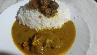 Hello doston today I eat rice and chicken curry and fish curry 🍛
