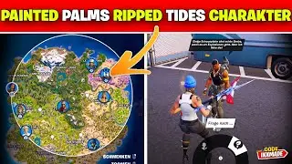 Lande bei Painted Palms oder Ripped Tides und interagiere mit Charakteren Fortnite Woche 6 Aufgabe