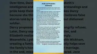Pride and Prejudice by Jane Austen | Summary & Theme #shortsfeed