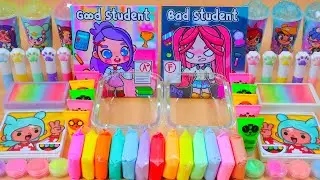 Good and Bad Student Avatar World Slime!Mixing Random Makeup,Glitter,Shiny Things into Slime#ASMR