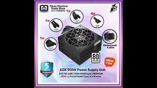 1ST PLAYER ACK 550W 80+ WHITE BLACK PSU unboxing With Cable Video