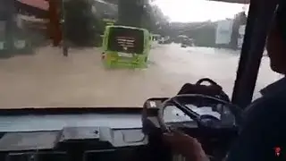 KSRTC Bus in a flooded road