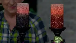 Hay & Harvest Halloween Pillar Holder w/ Flameless Candle on QVC