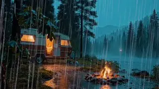 Cozy Camper in Heavy Rain 🌧️⚡ Thunder Sounds for Sleeping