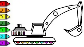 Learn How to Draw and Colour an Excavator Machine 2 | Colouring Pages for Kids