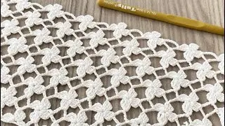 Tiny Floral Motif Look Eye-catching Crochet Etol Shawl, blouse, dress, curtain, runner Model