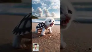 when a turtle kitten is attacked on the beach #cat #cute #story #ai