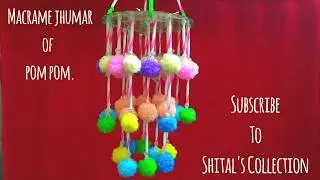 Macrame jhumar from waste macrame/how to make macrame jhumar with pom pom balls/best out of waste CD