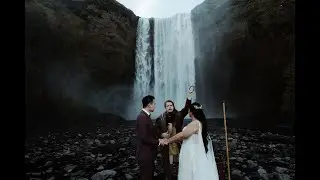 Waterfall wedding at Skogafoss