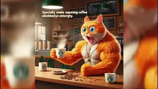 cat drinking coffee🐱☕️ #cat #cute #ai #kitten