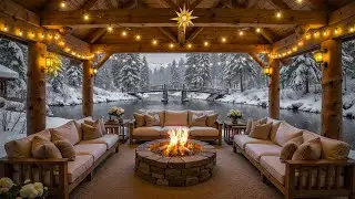 Snowfall at Cozy Winter Cabin Ambience ❄️ Slow Piano Music & Fireplace Sounds for Relaxation