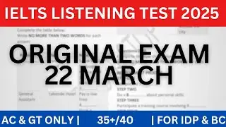 22 March 2025 IELTS Listening Test With Answer Key | IELTS | BC & IDP