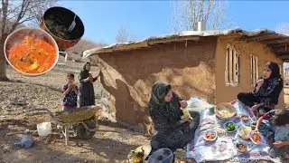 A group project, completing the back wall of the house and cooking in nature.