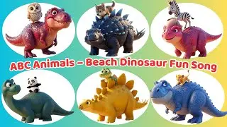 ABC Animals Beach Dinosaur Fun 🦖🌊 Funny Animals Throw Dinos | Alphabet Song for Kids